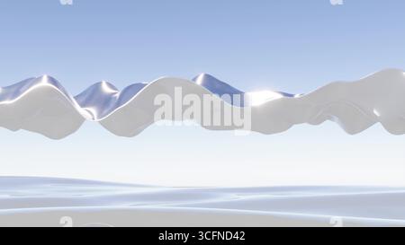 Vague métallique sur mer bg rendu 3D. Banque D'Images