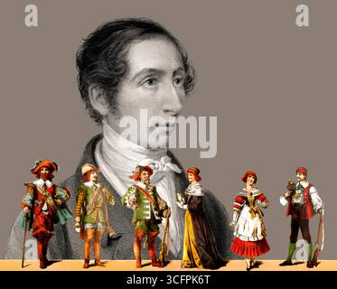 Portrait de Carl Maria von Weber, 1786 - 1826, compositeur, chef d'orchestre et pianiste allemand, figures de l'opéra romantique „Der Freischütz“ de lui, édité numériquement Banque D'Images