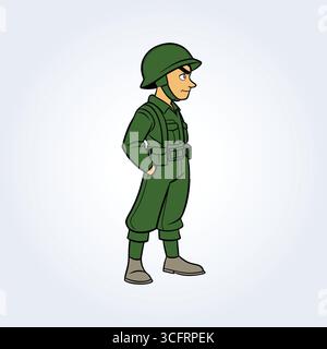 Illustration d'un personnage de dessin animé d'un militaire pakistanais en uniforme et debout Illustration de Vecteur