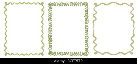 Ensemble de cadres rectangulaires festonnés et ondulés Banque D'Images