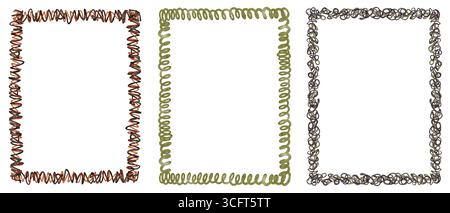 Ensemble de cadres rectangulaires festonnés et ondulés Banque D'Images