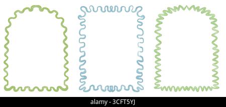 Ensemble de cadres rectangulaires festonnés et ondulés Banque D'Images
