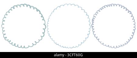 Cadres arrondis lignes dessinées à la main courbes arêtes festonnées Banque D'Images