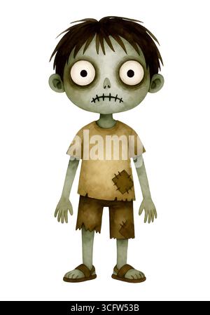 Illustration de personnage mignon d'Halloween, Clipart costume Spooky Kawaii Banque D'Images