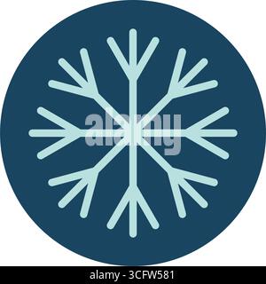 Autocollant rond bleu avec symbole flocon de neige Illustration de Vecteur