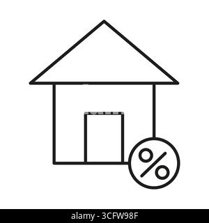 Taux hypothécaires résidentiels. Prêt immobilier. Vecteur de symbole de pourcentage. Icône Home Finance. Illustration de Vecteur