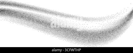 Texture de grain à gradient d'onde. Fond de ligne courbe pointillée noire. Toile de fond de sable lisse ondulée avec des taches, des particules, des granules. Fond d'écran grunge à points de bruit pour bannière, affiche, brochure. Vecteur Illustration de Vecteur