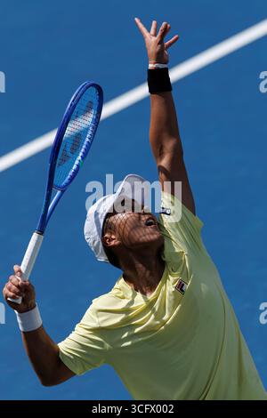 Queens, États-Unis. 24 août 2025. Queens, New York. 24 août 2025 : Rink Hijikata (AUS) pendant l'US Open 2025. Crédit : Corleve/Alamy Live News Banque D'Images