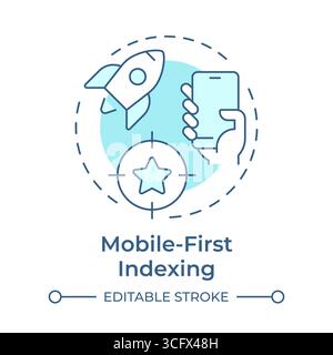 Icône de concept bleu clair d'indexation Mobile-First Illustration de Vecteur