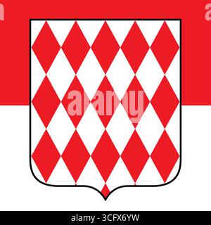 Armoiries de Monaco Principauté sur le drapeau de Monaco, illustration vectorielle Illustration de Vecteur