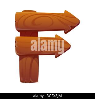 Lettre de police caribéenne de pirates de dessin animé, panneau de signe en bois avec des flèches de direction, police de caractères vectorielle. Pirate et corsair Caribbean Adventure type de police de panneau marin pour la direction de navigation et la police de caractères Illustration de Vecteur