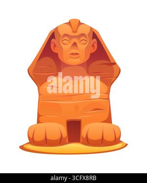 Icône de jeu de sphinx Egypte antique, trésor égyptien. Symbole vintage de vecteur de dessin animé, célèbre monument en pierre, statue dans le désert de Gizeh. Tombeau, vue historique, monument mythique de civilisation historique Illustration de Vecteur