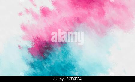 Dessin de peinture abstraite avec des couleurs vives rose et bleu, sur un fond blanc. Ressource de conception pour la conception d'affiches et de sites Web. Banque D'Images