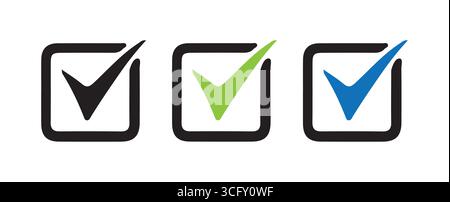 Icônes de case à cocher simples dans différentes couleurs pour l'illustration vectorielle de l'interface utilisateur Illustration de Vecteur