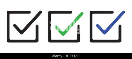 Icônes de case à cocher simples dans différentes couleurs pour l'illustration vectorielle de l'interface utilisateur Illustration de Vecteur