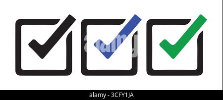 Icônes de case à cocher simples dans différentes couleurs pour l'illustration vectorielle de l'interface utilisateur Illustration de Vecteur