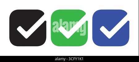Icônes de case à cocher simples dans différentes couleurs pour l'illustration vectorielle de l'interface utilisateur Illustration de Vecteur