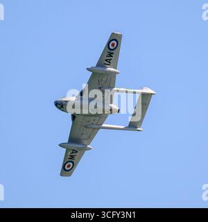 Le norvégien de Havilland Vampire, LN-DHY à Airborne 2025, Eastbourne Banque D'Images
