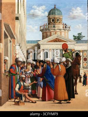 CIMA da Conegliano (née vers 1459, Conegliano, d. 1517/18, Conegliano). - La guérison d'annianus - Tempera sur panneau de peuplier, 172 x 135 cm Staatliche Museen, Berlin Banque D'Images