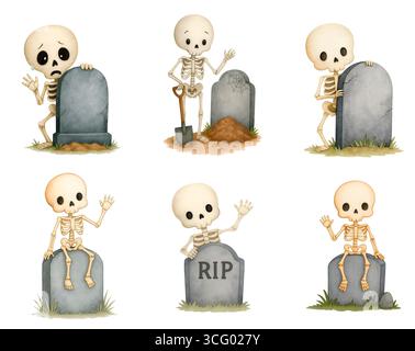 Cute Halloween Pack – Kawaii Spooky Clipart Set Banque D'Images