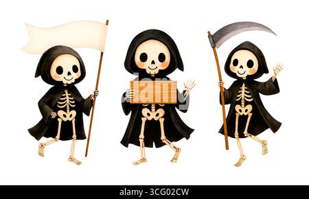 Cute Halloween Pack – Kawaii Spooky Clipart Set Banque D'Images
