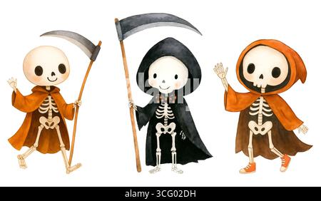 Cute Halloween Pack – Kawaii Spooky Clipart Set Banque D'Images