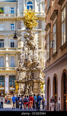 Colonne de la peste de la fin du XVIIe siècle (Wiener Pestsäule) sur le Graben dans le centre de Vienne, Autriche. Banque D'Images