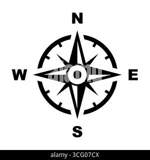 Rose de boussole vectorielle avec les directions cardinales N, S, E, W. symbole de navigation classique pour les cartes, le voyage, l'aventure, l'orientation et la conception nautique. Illustration de Vecteur