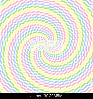 Rafale de soleil rétro ou tourbillon de rayon de soleil avec style pixelisé coloré dans la conception printanière Banque D'Images