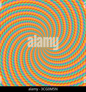 Rafale de soleil rétro ou tourbillon de rayon de soleil avec un style pixelisé coloré dans la conception estivale Banque D'Images