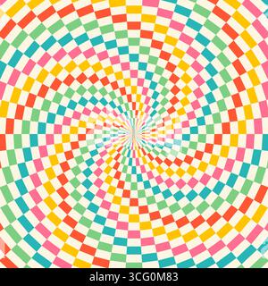 Rafale de soleil rétro ou tourbillon de rayon de soleil avec un style pixelisé coloré dans la conception estivale Banque D'Images