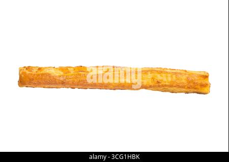 Bâtonnets de pain au fromage, pain salé au beurre isolé sur fond blanc. vue de dessus. Banque D'Images
