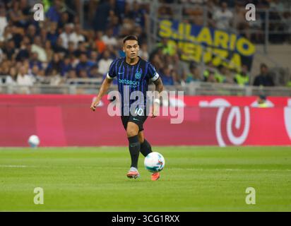 Milan, Turin. 25 août 2025. Lautaro Martínez du FC Inter lors de la saison 2025/26 de Serie A italienne, match de football entre le FC Inter et le Torino FC le 25 août 2025 au stade San Siro de Milan, Italie. Crédit : Nderim Kaceli/Alamy Live News Banque D'Images