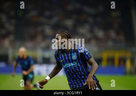 Milan, Turin. 25 août 2025. Marcus Thuram du FC Inter lors de la saison 2025/26 de Serie A italienne, match de football entre le FC Inter et le Torino FC le 25 août 2025 au stade San Siro de Milan, Italie. Crédit : Nderim Kaceli/Alamy Live News Banque D'Images