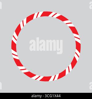 Icône de cercle rayé. Anneaux blancs rouges. Symbole de bonbon abstrait. Répétition circulaire vectorielle. Illustration de Vecteur