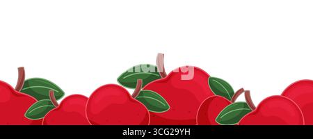 Bordure de pomme sans couture sur fond blanc Illustration de Vecteur