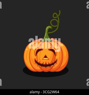 Citrouille avec la bouche de visage souriant Stitched expression Vector illustration dessin animé Illustration de Vecteur