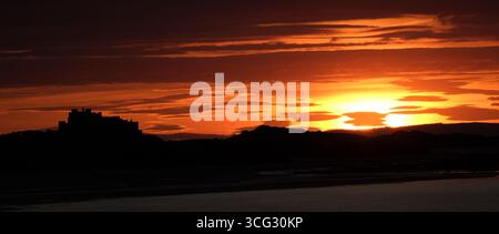 Fin de soirée à Seahouses, Northumberland, Royaume-Uni. Banque D'Images