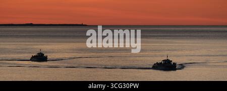 Fin de soirée à Seahouses, Northumberland, Royaume-Uni. Banque D'Images