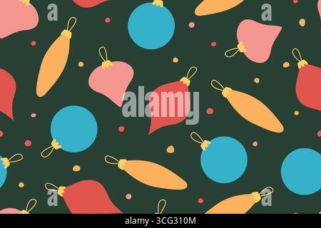 modèle sans couture coloré avec boule de noël - illustration vectorielle Illustration de Vecteur