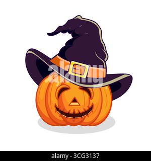 Tête citrouille avec chapeau Witch illustration vectorielle conception isolée Illustration de Vecteur