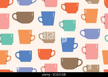 motif sans couture de différents cafés, tasses à thé, idéal pour l'emballage, le textile, le papier peint, carte de vœux - illustration vectorielle Illustration de Vecteur