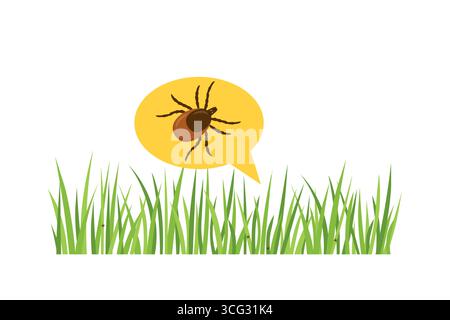 insecte de tique dans l'herbe, idéal pour le matériel éducatif, les campagnes de sensibilisation à la santé, illustration vectorielle de concept lyme Illustration de Vecteur