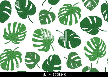 le palmier monstera laisse un motif sans couture ; idéal pour les textiles, les papiers peints, les emballages et les projets de conception à thème tropical - illustration vectorielle Illustration de Vecteur