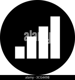 Icône d'intensité du signal - barres blanches/transparentes dans un cercle noir Illustration de Vecteur