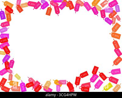 Étiquettes de vente dans des couleurs vives sur fond blanc Banque D'Images