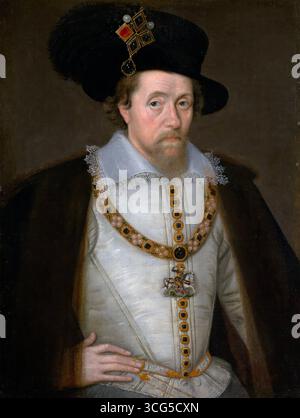 JAMES VI et moi (1566-1625) détail du portrait de John de Critz l'ancien vers 1605 Banque D'Images