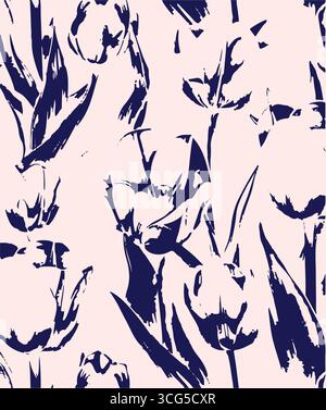 Botanical Tropical Sketch fond avec palmier et motif de feuilles de monstera dans le style d'art au trait. Illustration vectorielle dessinée à la main. Tropical Seamless s Illustration de Vecteur