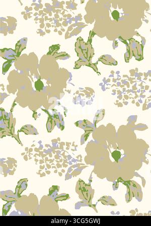 Vintage Floral Patterns fond sans couture broderie ethnique batik rétro. Motifs fleurs cachemire batik. Silhouette marron fleurs aquarelle ik Illustration de Vecteur