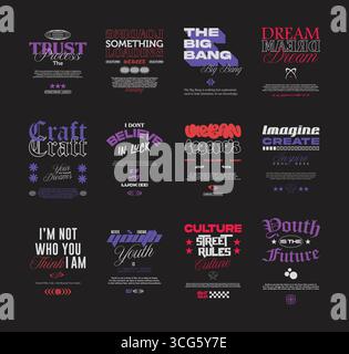 Typographie motivante streetwear définie pour l'ensemble de vêtements Illustration de Vecteur